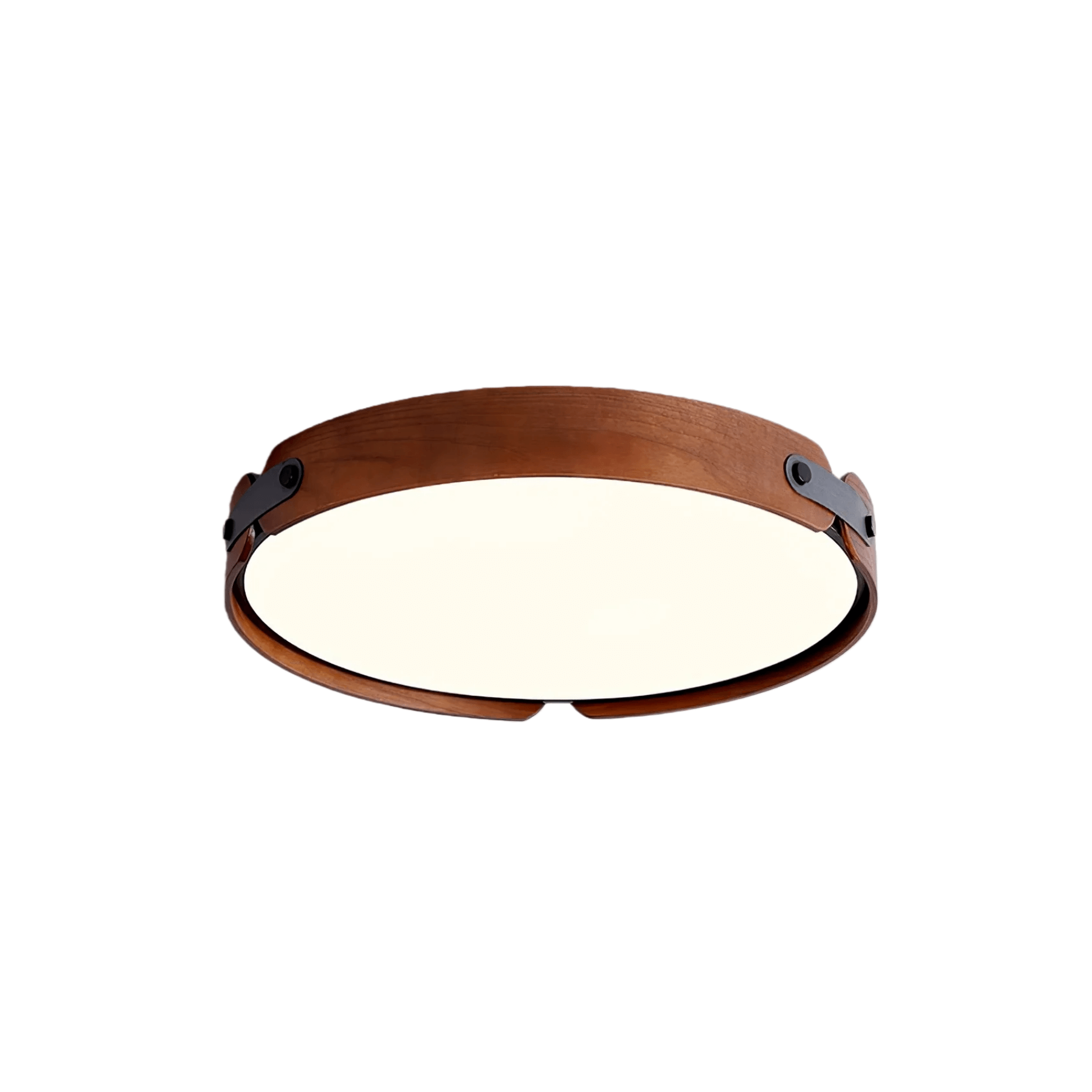 Wabi-Sabi Wood Ceiling Light – Modern LED Flush Mount Lamp in Walnut for Bedroom